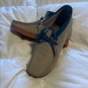 Clarks Beige and Blue Chukka Boots
